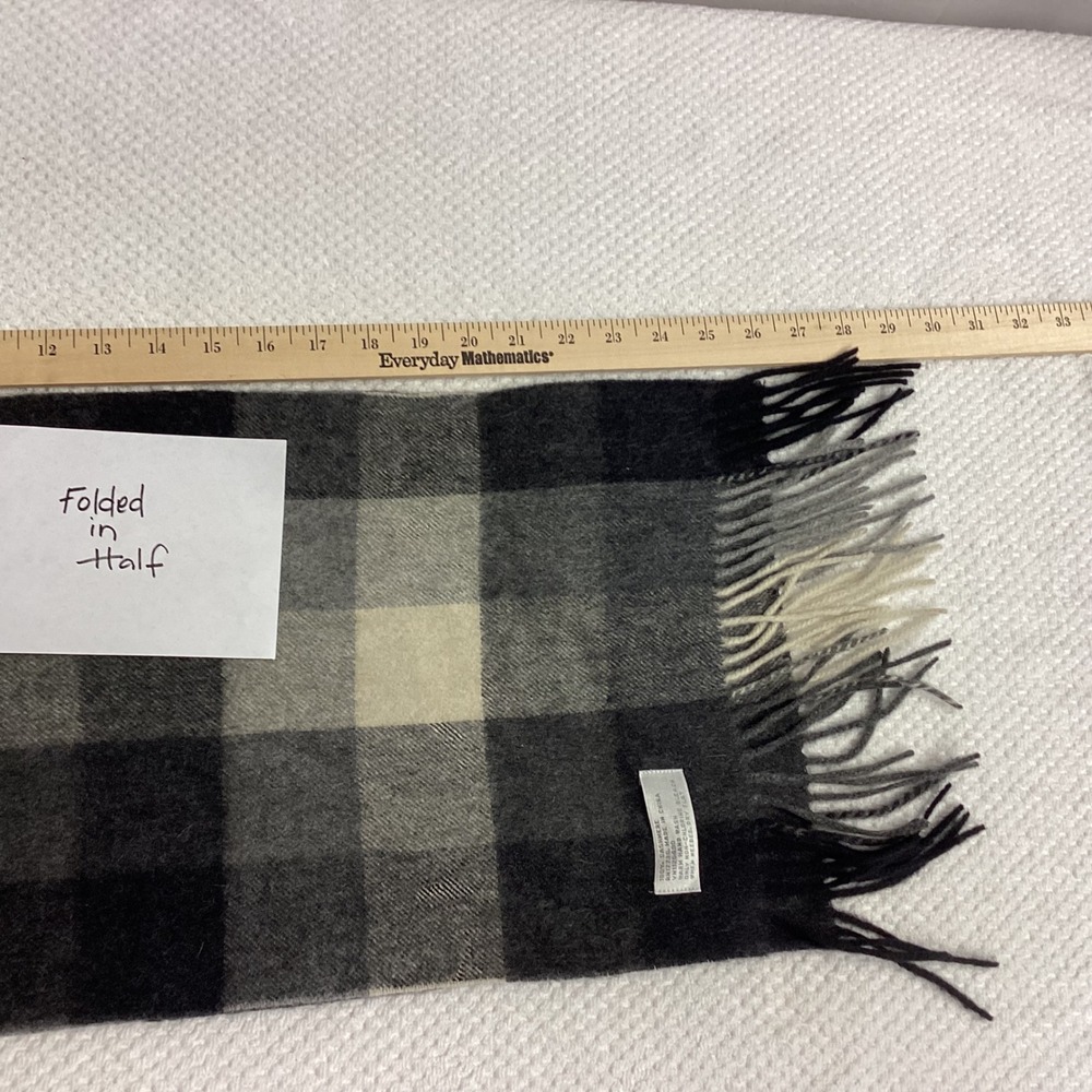 Cashmere Scarf Gray Charcoal Beige Plaid Warm‎ Winter Soft Fringe Shawl Unisex - Picture 5 of 12